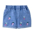 thumbnail image 1 of WRKEKC Casual Shorts for Girls, Girls Summer Jeans Shorts, Girls' Trendy Summer Elastic Waist Cute Print Rolled Outerwear Jeans Short Pants, 1 of 6