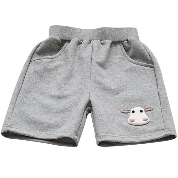 WRKEKC Casual Shorts for Girls, Girls Summer Shorts, Boys and Girls Summer Solid Color Cute Printed Elastic Waistband Cropped Mid Length Short Pants