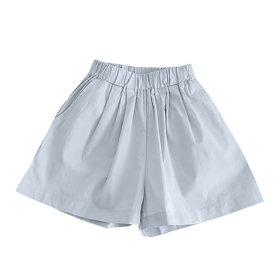 WRKEKC Casual Shorts for Girls, Girls Summer Shorts, Girls' Summer Fashion Solid Color Shorts Loose Shorts Elastic Waist Wide Leg Shorts