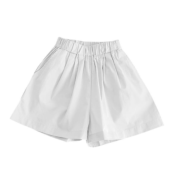 WRKEKC Casual Shorts for Girls, Girls Summer Shorts, Girls' Summer Fashion Solid Color Shorts Loose Shorts Elastic Waist Wide Leg Shorts