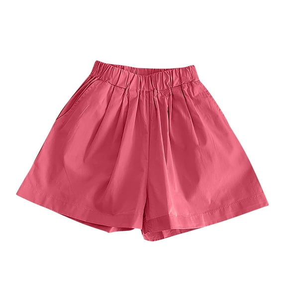 WRKEKC Casual Shorts for Girls, Girls Summer Shorts, Girls' Summer Fashion Solid Color Shorts Loose Shorts Elastic Waist Wide Leg Shorts