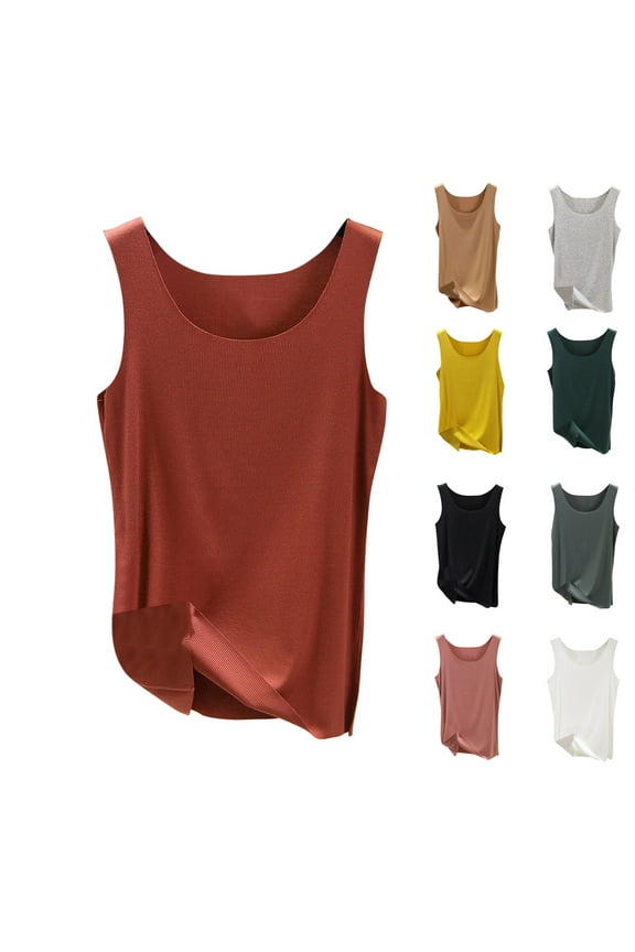 Womens Sleeveless Tank Top Casual Solid Color Crew Neck Loose Fit Basic Top for Daily Wear and Loungewear