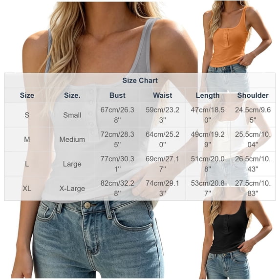 WRKEKC Casual Tank Tops for Women Crew Neck Button Front Ribbed Sleeveless Cami with Adjustable Straps and Versatile Styling