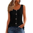 thumbnail image 1 of WRKEKC Casual Tank Tops for Women Solid Color Button Front Crew Neck Sleeveless Daily Tank Loose Fit Lightweight Top, 1 of 8