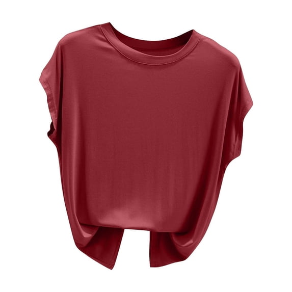 WRKEKC Casual Tank Tops for Women Solid Color Crew Neck Sleeveless Pullover Summer Tank Loose Fit Lightweight Top