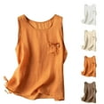 thumbnail image 1 of WRKEKC Womens Casual Sleeveless Tank Tops Solid Color Linen Button Pocket Side Tie Loose Fit Tank Top for Daily Wear Leisure Time and Lounging, 1 of 4