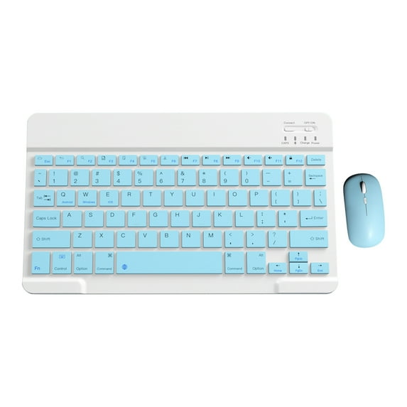 WRKEKC Clearance Bluetooth Keyboard & Mouse Portable BT Wireless Keyboard & Mouse for android PC Tablet Light Blue