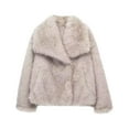 thumbnail image 1 of WRKEKC Coats for Women Solid Color Long Sleeve Warm Winter Faux Fur Lined Outerwear Coat for Cold Weather, 1 of 3