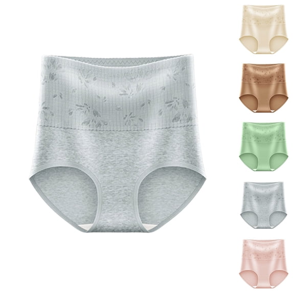 WRKEKC Cotton Underwear for Women High Waist Jacquard Silk Crotch Tummy Support Hip Lifting Briefs Comfort Wear