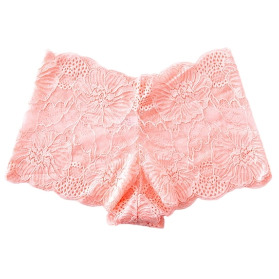 WRKEKC Cotton Underwear for Women Low Waist Lace Panties with Cotton Gusset Seamless Breathable Hollow Out Boy Shorts in Solid Colors