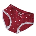 thumbnail image 1 of WRKEKC Cotton Underwear for Women Mid Waist Triangle Panties Wine Red Ribbed Lace Edge Bow Decoration Underwear Comfortable Fit, 1 of 3
