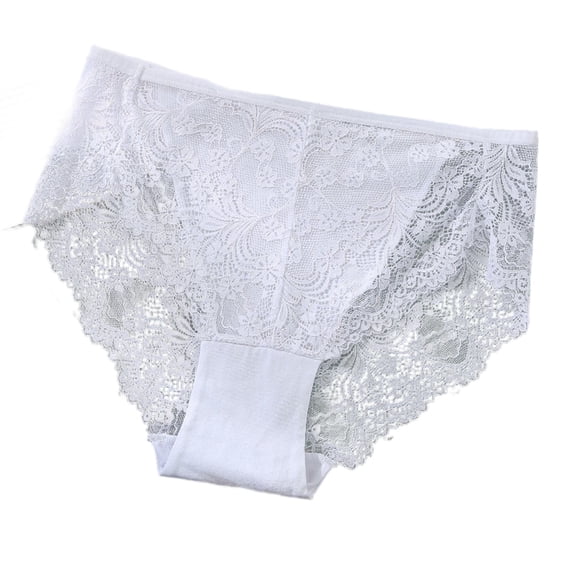 WRKEKC Cotton Underwear for Women Panties with Lace Cut Out Solid Color Seamless Quick Dry Comfortable Breathable Cotton Gusset Triangle