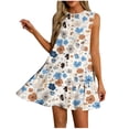 thumbnail image 1 of WRKEKC Floral Dress for Women Abstract Floral Crew Neck Sleeveless Side Ruched Loose Midi Lightweight Comfort, 1 of 7