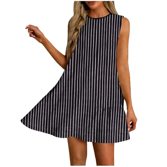 WRKEKC Floral Dress for Women Abstract Floral Crew Neck Sleeveless Side Ruched Loose Midi Lightweight Comfort