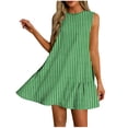 thumbnail image 1 of WRKEKC Floral Dress for Women Abstract Floral Crew Neck Sleeveless Side Ruched Loose Midi Lightweight Comfort, 1 of 7