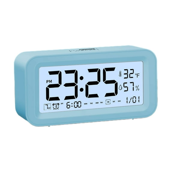 WRKEKC Gifts for Him Digital Electronic Clock Led Display Electronic Clock Stereo Digital Display Snooze Alarm Clock 12/24H Change Countdown Time Blue