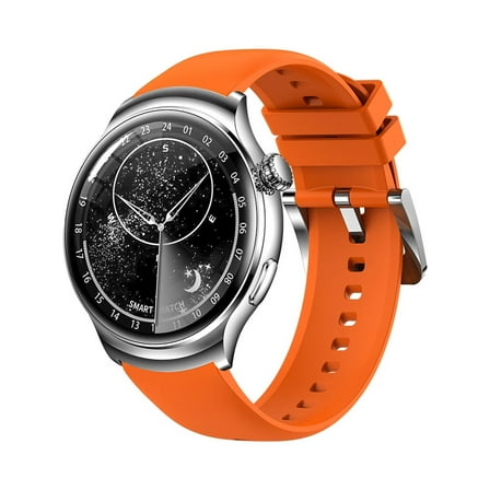 WRKEKC Gifts for Him Smart Wearable Watch Multifunction Hd Round Screen Wireless Magnetic Charging Custom Dial Motion Record Ip68 Watertightness Bluetooth Music Playback Function Orange