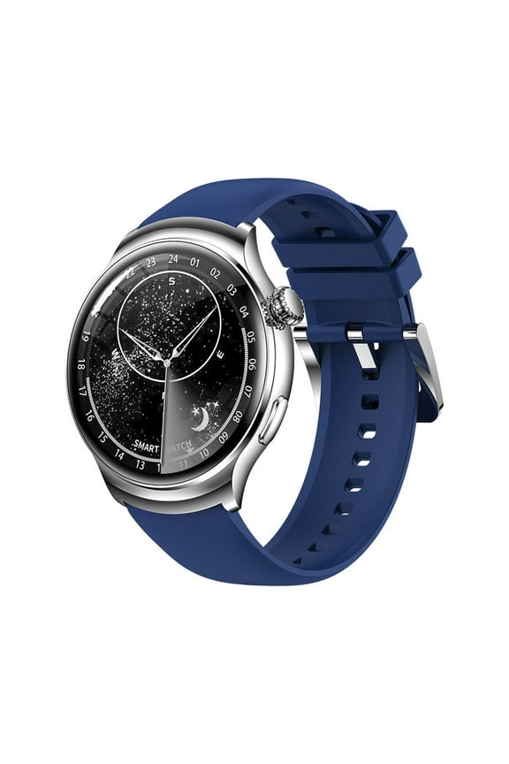 Gifts for Him Smart Wearable Watch Multifunction Hd Round Screen Wireless Magnetic Charging Custom Dial Motion Record Ip68 Watertightness Bluetooth Music Playback Function Blue