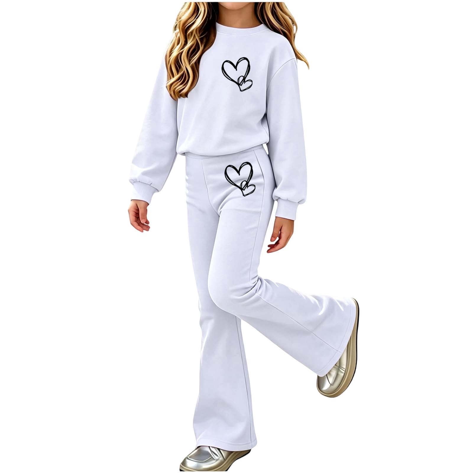 WRKEKC Girl Fall Outfits Solid Color Gradient Long Sleeve Round Neck ...
