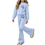 WRKEKC Girl Fall Outfits Solid Color Gradient Long Sleeve Round Neck ...