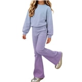 WRKEKC Girl Fall Outfits Solid Color Gradient Long Sleeve Round Neck ...