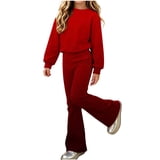 WRKEKC Girl Fall Outfits Solid Color Gradient Long Sleeve Round Neck ...