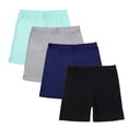 thumbnail image 1 of WRKEKC Girls Biker Shorts Solid Color 4-Pack Set Elastic Waist Yoga Shorts Comfortable for Layering 5-14 Years, 1 of 9