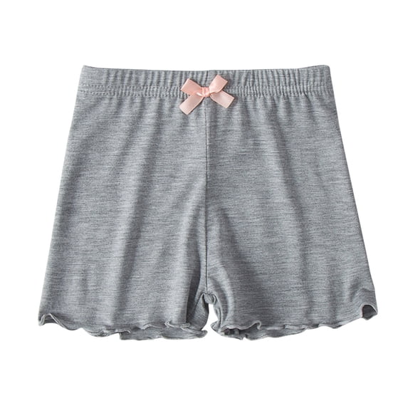 WRKEKC Girls Biker Shorts Solid Color with Decorative Bowknot Elastic Waist Anti-See Through for 1-10 Years