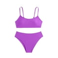 thumbnail image 1 of WRKEKC Girls Bikini Set 2 Piece Solid Color Halter Top and Hipster Bottom with Removable Pads Summer 8-14 Years, 1 of 6