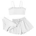thumbnail image 1 of WRKEKC Girls Bikini Set 3 Piece Solid Color Ruffle Hem Top and Bottom with Sheer Cover Up Beach 8-16 Years, 1 of 3