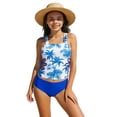 thumbnail image 1 of WRKEKC Girls Bikini Sets Print Square Neck Tankini Top with High Waisted Bottoms Two Piece Bathing Suit 4-13 Years, 1 of 5