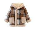 thumbnail image 1 of WRKEKC Girls and Boys Plaid Fleece Jacket Long Sleeve Hooded Winter Coat Warm Thick Cozy Outerwear with Fuzzy Lining and Pockets for 4-12 Years Fall and Winter, 1 of 3