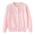 thumbnail image 1 of WRKEKC Girls Cardigan Sweater Solid Color Round Neck Long Sleeve Knit Outerwear with Button Front and Patterns Warm Stylish Casual Coat for 18 Months-6 Years Toddlers Fall Winter, 1 of 3