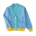 thumbnail image 1 of WRKEKC Girls Cardigan Sweater Solid Color V Neck Lightweight Breathable Long Sleeve Button Front Cardigan Outerwear for 18 Months-7 Years Girls Fall and Winter, 1 of 9
