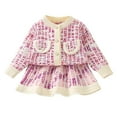 thumbnail image 1 of WRKEKC Girls Fall Outfits Long Sleeve Knit Cardigan and Sequin Tulle Mini Skirt 2 Piece Cute Dress Set for Girls 1 - 7 Years, 1 of 3