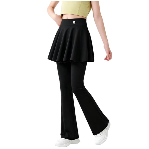 WRKEKC Girls Flare Pants Flared Skirt Leggings Sun Protection Casual Two Layer Shorts with Pockets 5-15 Years