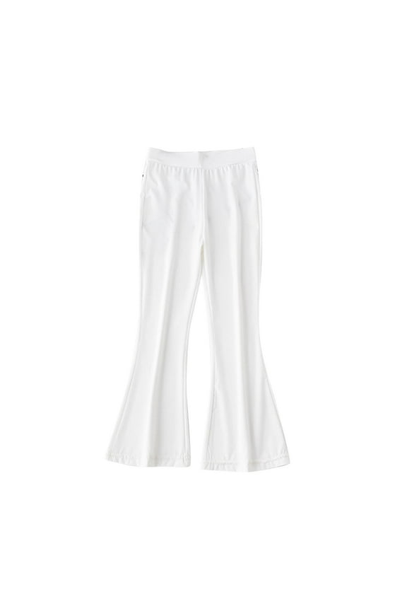 Girls Flare Pants Solid Color Elastic Waist Flare Pants Long Pants Thin Comfortable Outerwear Casual Long Pants for Boys and Girls 2-13 Years