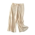 thumbnail image 1 of WRKEKC Girls Flare Pants Summer Pleated Wide Leg Loose Casual Chiffon Long Pants Ice Silk Cropped Pants 2-15 Years, 1 of 3