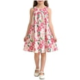 thumbnail image 1 of WRKEKC Girls Floral Dress Sleeveless Round Neck Floral Print Soft Breathable Comfortable Cotton Fabric Lightweight Daily 1-12 Years, 1 of 9