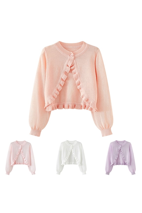 Girls Hollow Out Knitted Cardigan Long Sleeve Button-up Coat for 18Months-6Years Infants Fall Spring Casual Wear Outerwear