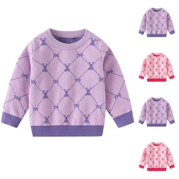 WRKEKC Girls Knit Cardigan V-Neck Floral Heart Star Wave Pattern Button Down Long Sleeve Soft Thick Warm Pullover for 3-9 Years Toddlers Fall Winter