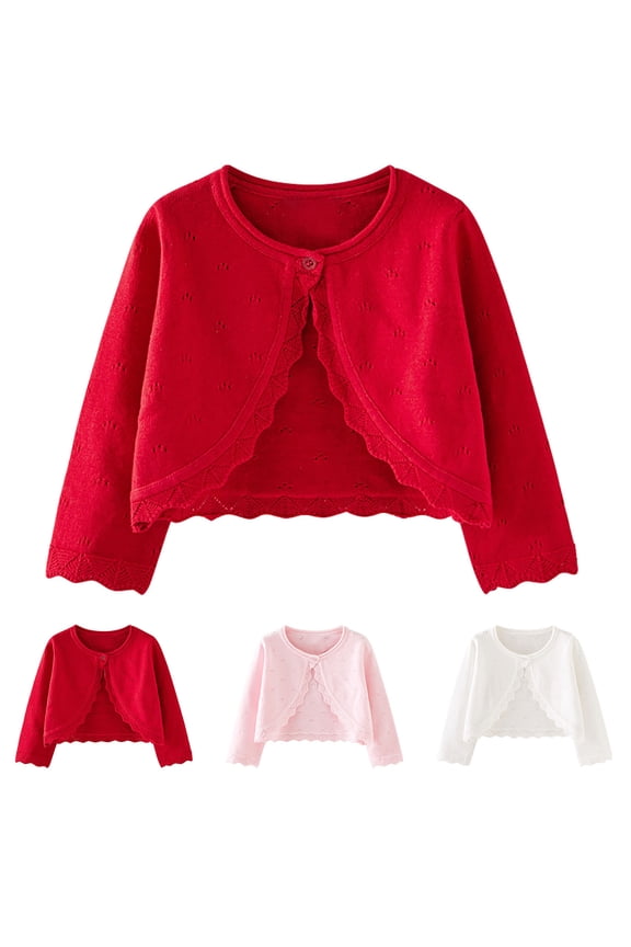 Girls Knitted Crop Cardigan Button-up Lightweight Coat for 12 Months-9 Years Girls Fall Spring Casual Daily Wear Outerwear