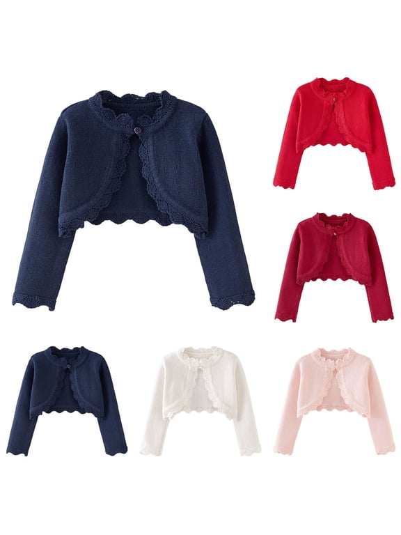 Girls Knitted Crop Cardigan Button-up Lightweight Coat for 12 Months-9 Years Girls Fall Spring Casual Daily Wear Outerwear