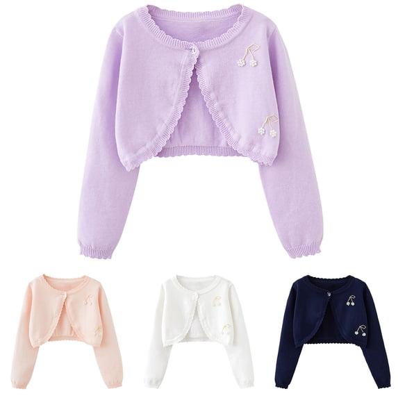 WRKEKC Girls Knitted Crop Cardigan Button-up Lightweight Coat for 12 Months-9 Years Girls Fall Spring Casual Daily Wear Outerwear