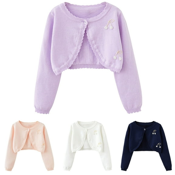 WRKEKC Girls Knitted Crop Cardigan Button-up Lightweight Coat for 12 Months-9 Years Girls Fall Spring Casual Daily Wear Outerwear