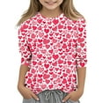 thumbnail image 1 of WRKEKC Girls Long Sleeve T-Shirts, Boys Long Sleeve Shirts, Boys and Girls Fall Casual Striped Print 3/4 Sleeve Lightweight Round Neck Pullover Basic Shirt, 1 of 4