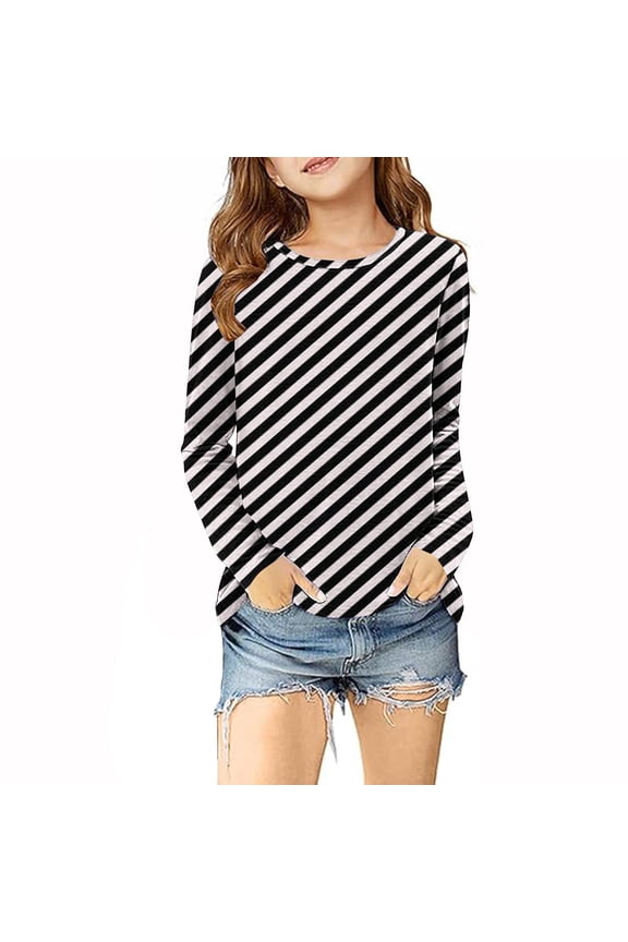 Girls Long Sleeve T-Shirts, Boys Long Sleeve Shirts, Girls' Fall Casual Long Sleeve Print Cute Crew Neck Blouses Basic Shirts