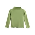thumbnail image 1 of WRKEKC Girls Long Sleeve Tees Casual Solid Color Ruffled Semi Turtleneck Soft Warm Cozy Thickened Base Layer Pullover for Fall Winter 1-12 Years, 1 of 5