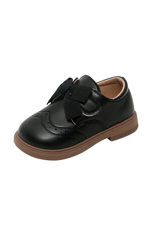 Girls Mary Jane Dress Shoes Bow Decor Square Toe Low Heel Breathable School Uniform Shoes for Girls Daily Wear