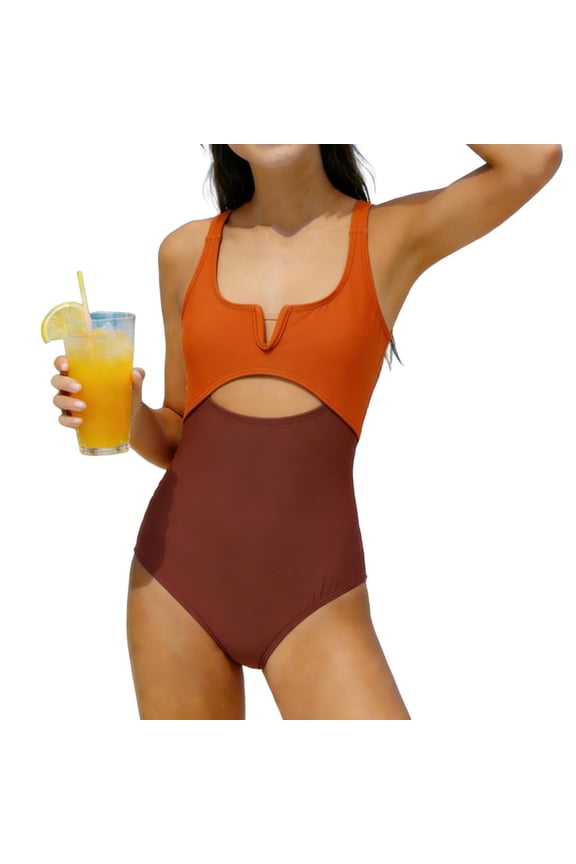 Girls One Piece Swimsuit Color Block Surplice Top Sporty Swimsuit with Lining Beach Holiday 3-14 Years